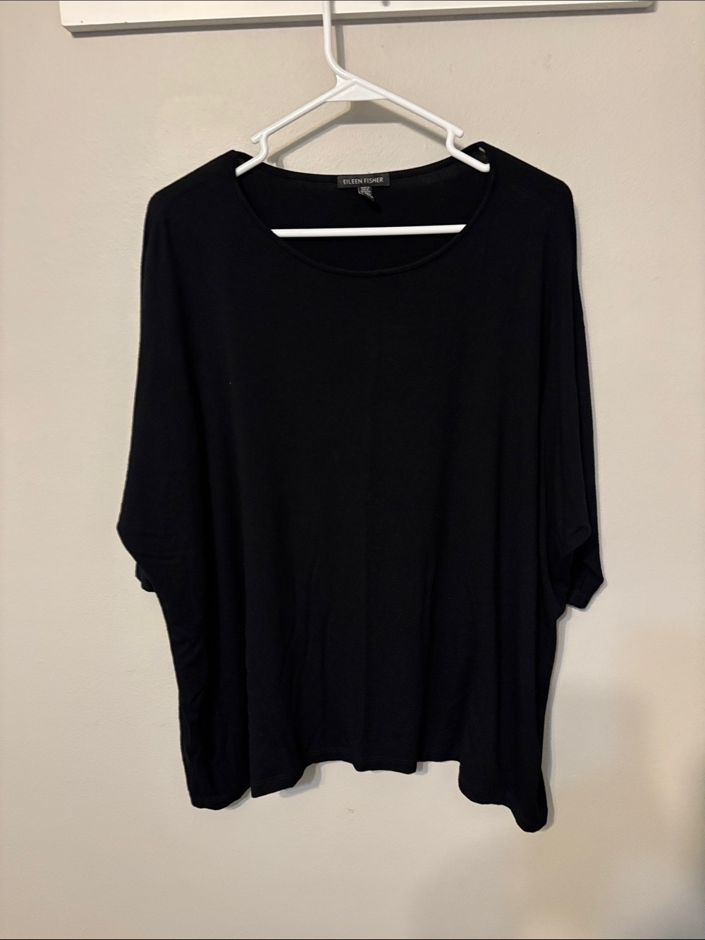 Eileen Fisher Black Relaxed Scoop Neck Tunic